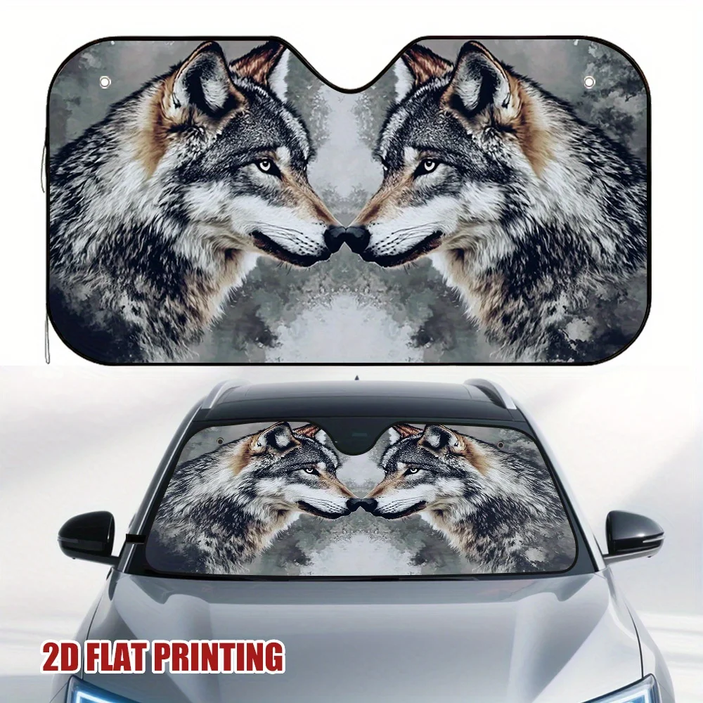 1pc Symmetry Of Wolves Car Sun Visor, Suitable For Every Car Owner, Easy Installation