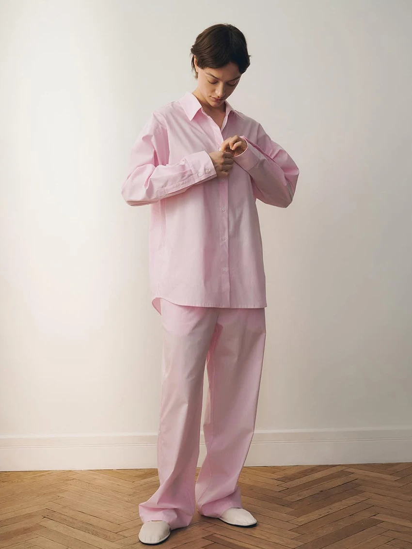 

Marthaqiqi Cotton Women'S Home Clothes Long Sleeve Sleepwear Turn-Down Collar Nightgowns Pants Casual Ladies Pajamas 2 Piece Set