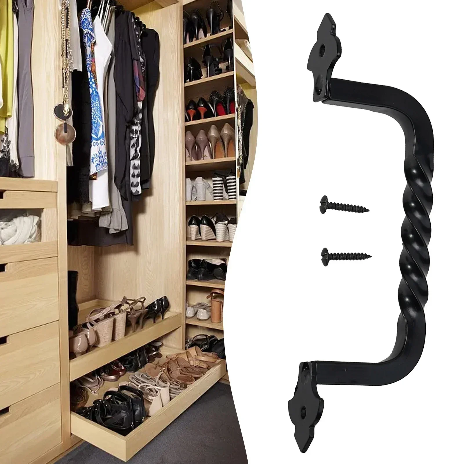 Door Handle Vintage Black Carbon Steel Barn Door Handles Perfect for Wooden Garden Doors and Shed Cabinet Doors