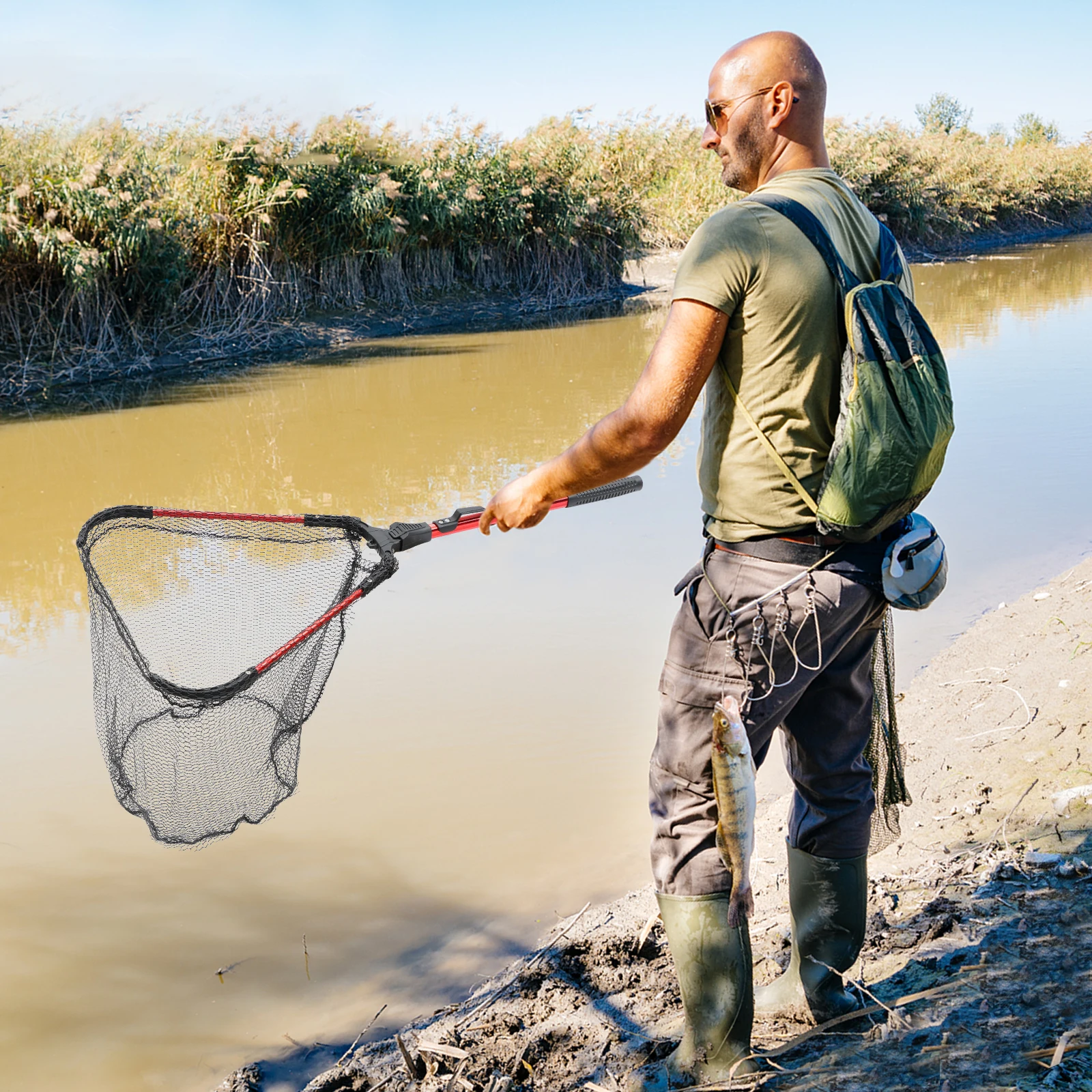 

Aluminum Alloy Telescopic Fishing Net Foldable Lightweight Compact Storage Suitable Lake River Boat Fishing