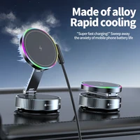 Cargador inalámbrico magnético con succión al vacío de 15W, soporte para teléfono de coche, giratorio de 360 grados, Compatible con teléfonos inteligentes y iPhone