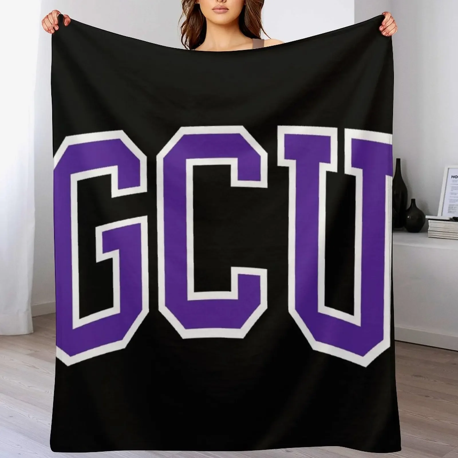 gcu- college font curved Throw Blanket Compact Warm Blanket for Car Road Trip