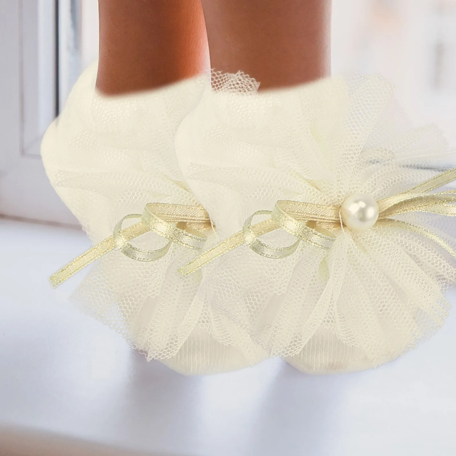 1 مجموعة الجوارب هيرباند الدانتيل Bowknot تاج نمط مريح لينة تنفس لوازم الملابس هدية