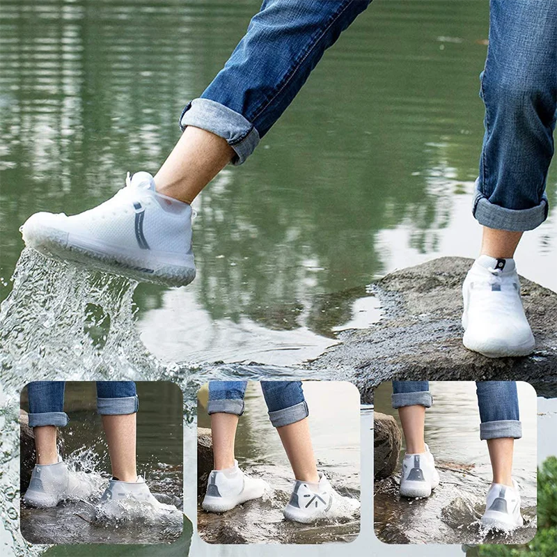 1 Paar Waterdichte Antislip Siliconen Regenschoenen Hoge Elastische Regenlaarzen Herbruikbare Overschoenen Laars Cover Unisex Schoenen Accessoires