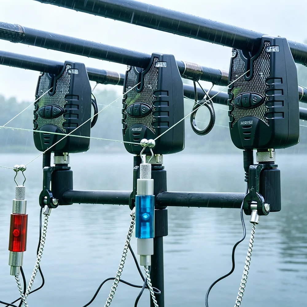 Hirisi Carp Fishing Rod Pod Kit Fishing Bite Indicators Rod Rests Head Adjustable Buzz Bars Bank Sticks with Carry Bag