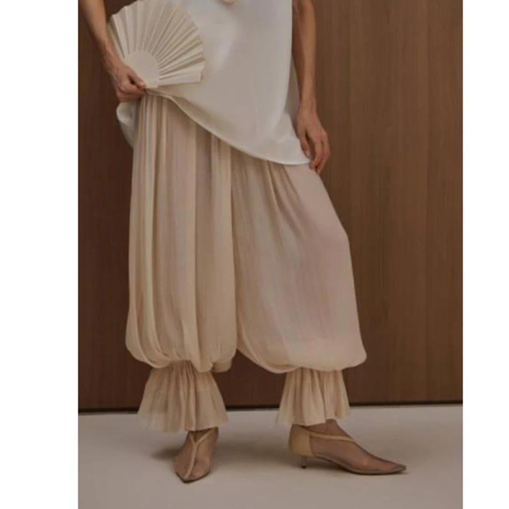 Light Pink Harem Pants for Women Loose Pants Gathered Elastic Cuffs Comfortable Women's Casual Pants Perfect Vacation Pants