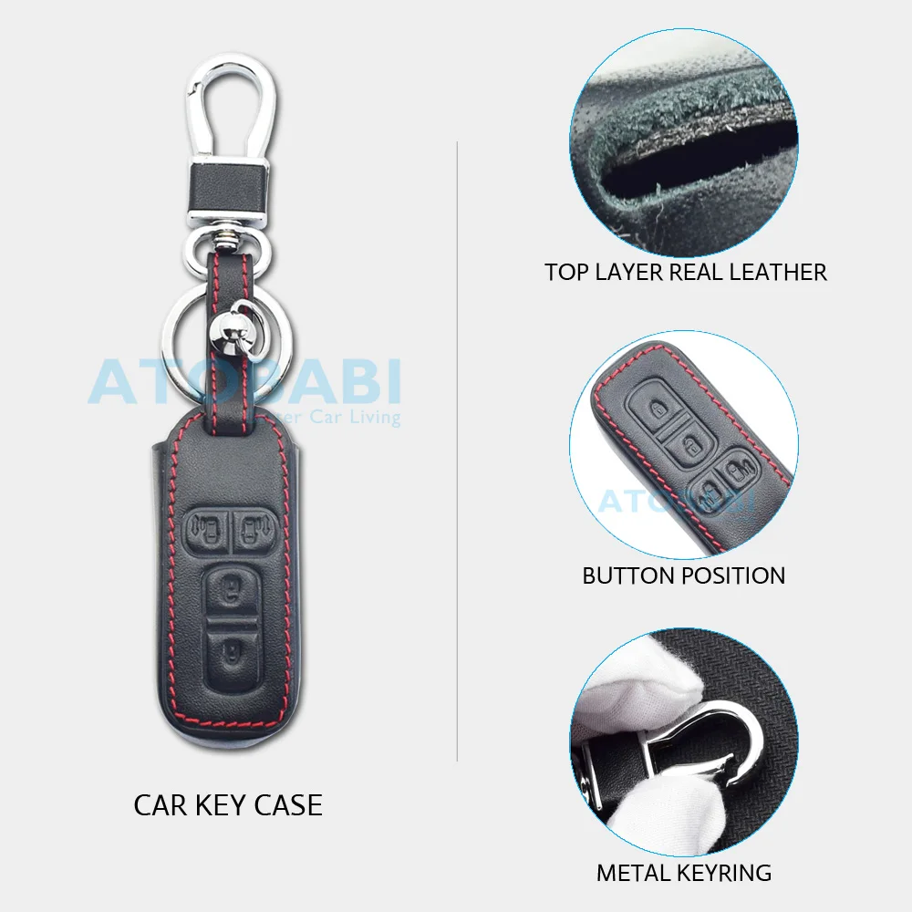 Leather Car Key Case Keychain Smart Remote Control Fobs Protector Cover For Honda N BOX WGN ONE N-BOX N-WGN N-ONE 2015 2016 2017