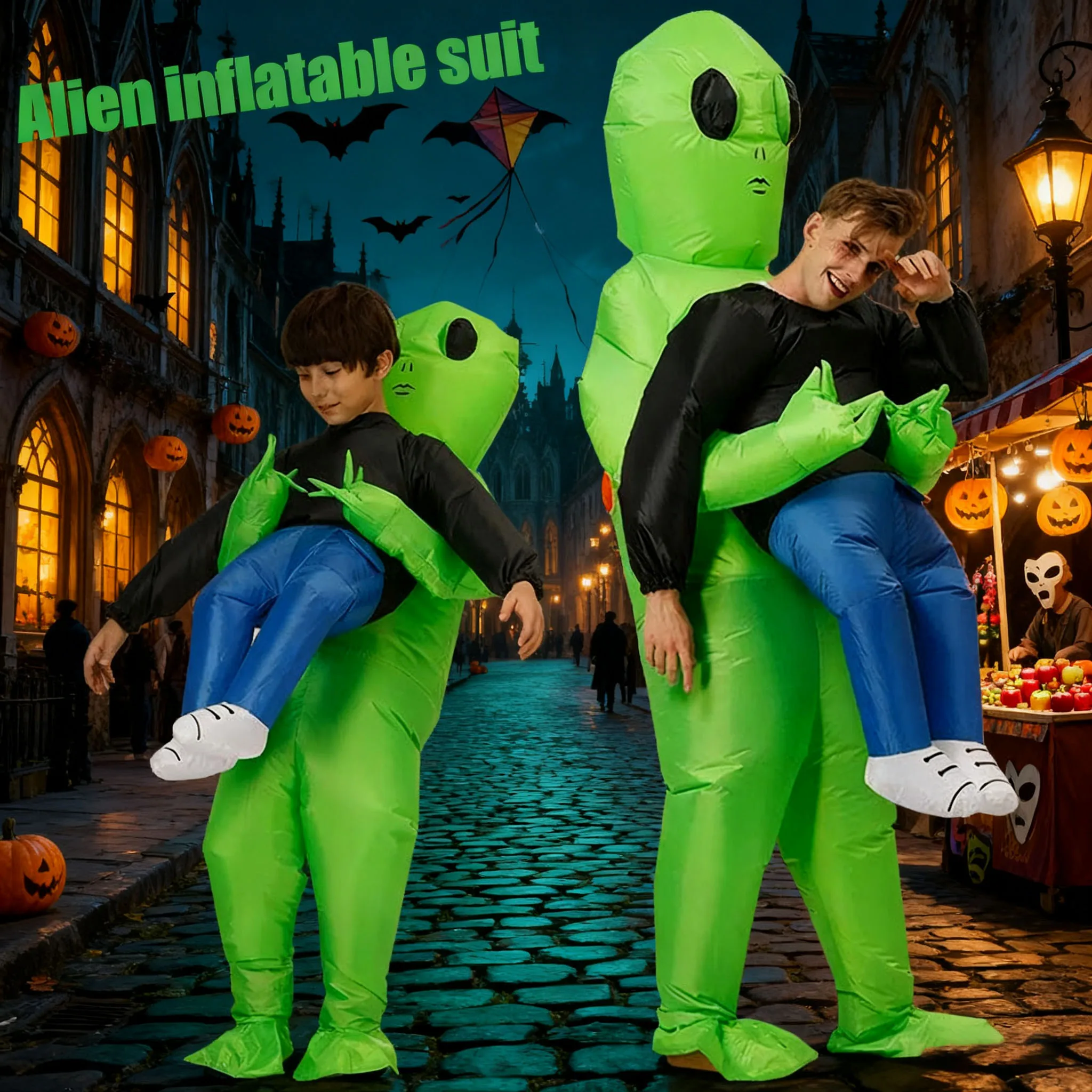 

Надувной костюм All Saints'Day ET Alien, надувной костюм чужой монстра, страшный зеленый костюм чужой для косплея для взрослых, вечерние сцены