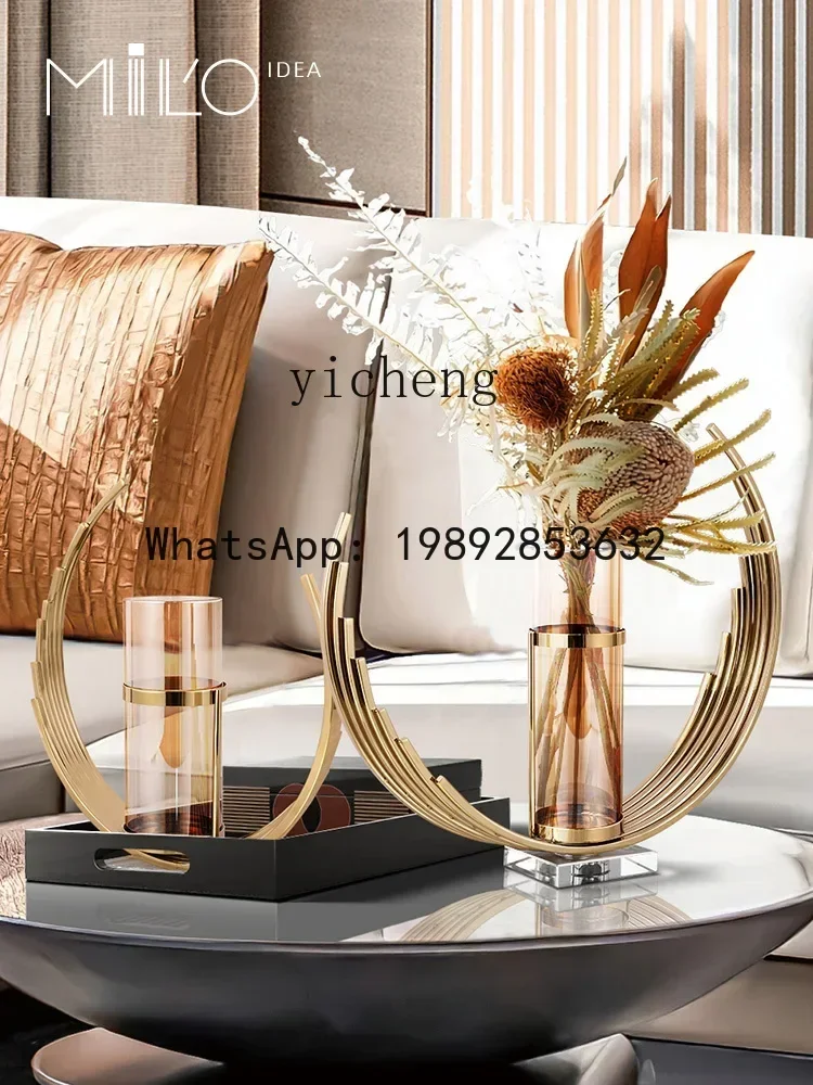 b136 High-End Flowers Flower Arrangement Vase Ornaments Restaurant Art Stainless Steel Flower Ornament