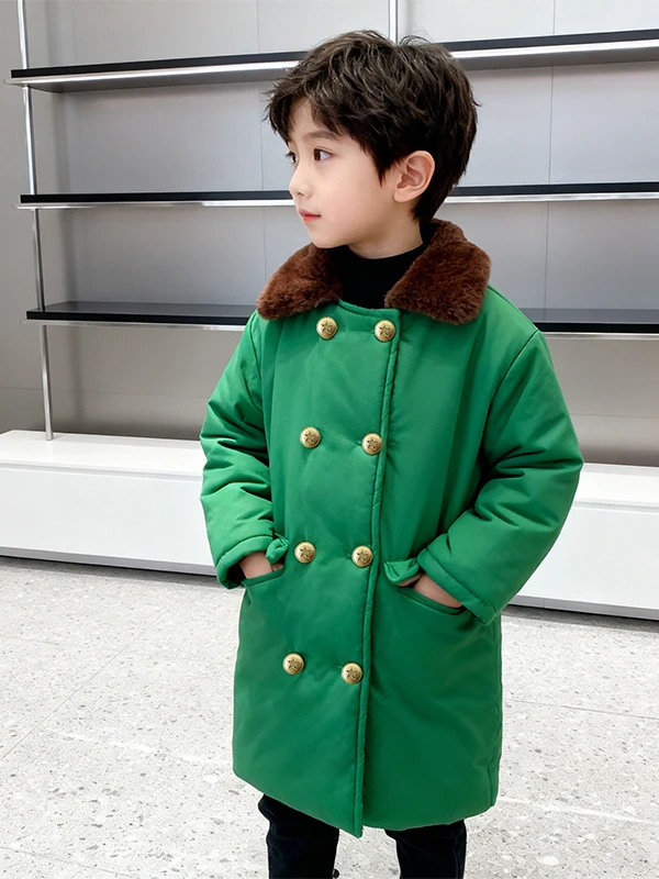 

Хлопковое джинто Thiened для мальчиков, зимнее пальто средней длины в стиле милитари, теплое молодежное пальто с застежкой-молнией, длинное длинное пальто...