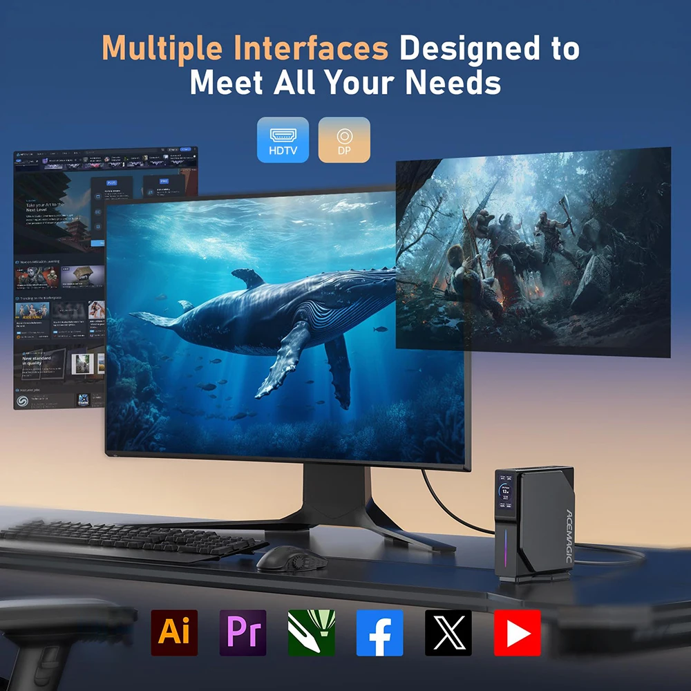 ACEMAGIC S1 Mini PC Windows 11 Pro Intel 12th Alder Lake N97 DDR4 16GB 512GB WIFI5 Bluetooth 4.2 VGA Mini Computer
