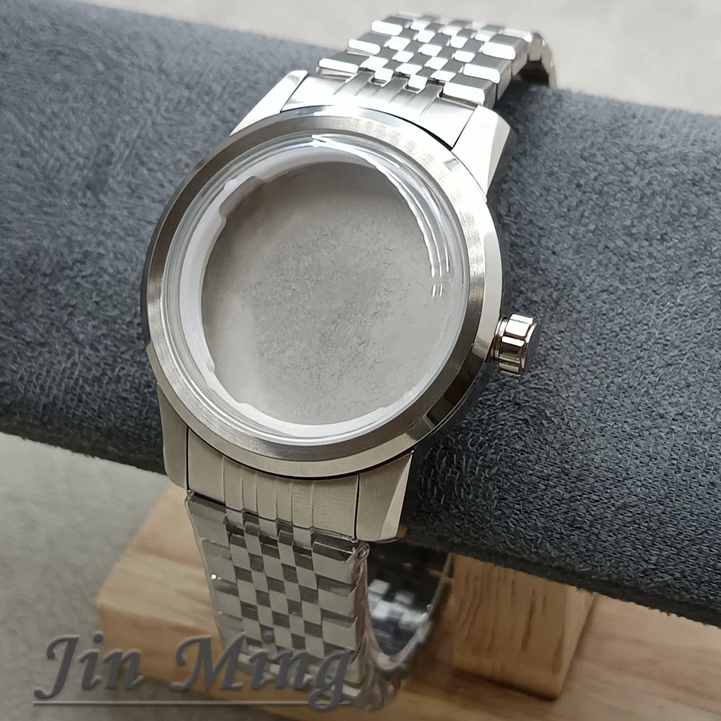 40mm High Quality Stainless Steel Watch Case with Arched Glass Suitable for NH35 NH36 4R36 Movements with Strap