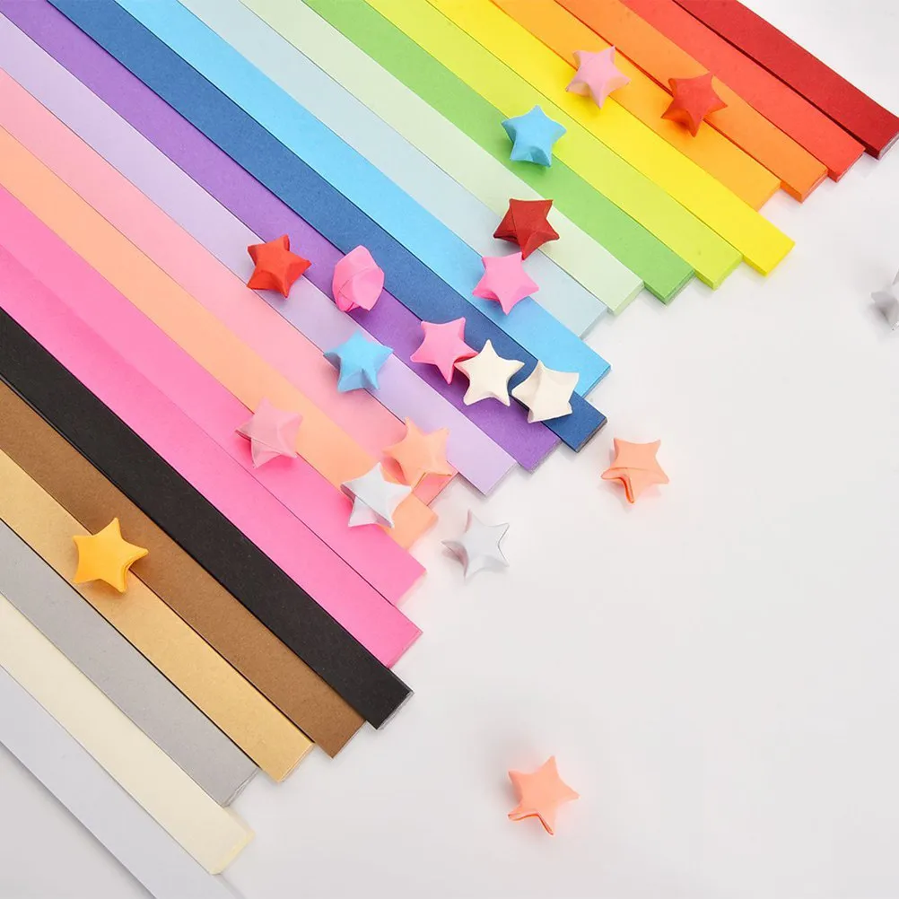 1080Pcs Folding Star Paper Kit 27 Bright Colors High-Quality Smooth Paper for DIY Star Crafting Origami Projects Party Decor and
