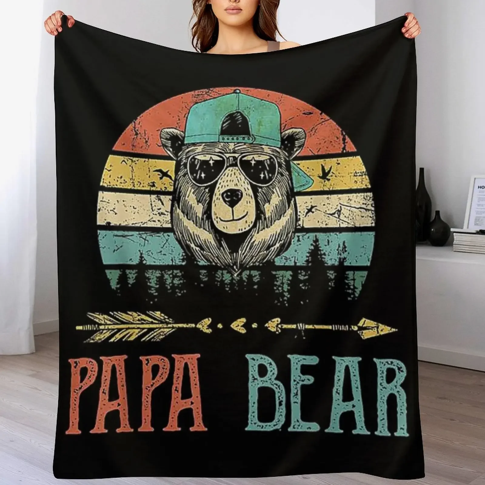 Papa Bear Costume Gifts Throw Blanket Soft Cozy Blanket for Pet Kids Adults