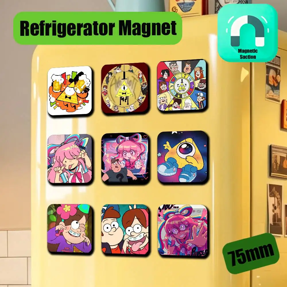 For Gravity Falls Giffany Dipper Bill Cipher Refrigerator Magnets Metal Icebox Cabinet Custom Fridge Magnetic Decoration Gift