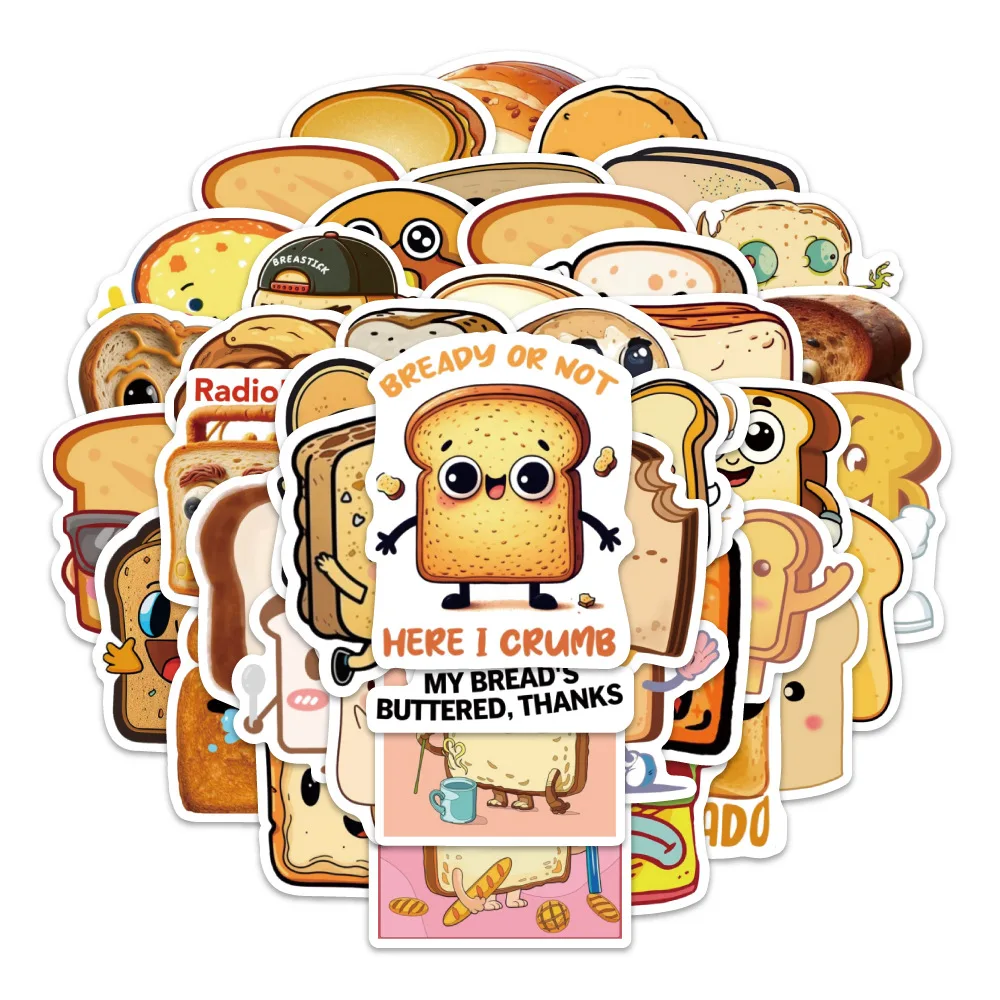 

10/50PCS Cartoon Food Bread Funny Meme Graffiti Stickers Waterproof Decals Children's Toys Gifts DIY Mobile Case Bookshelf Bike