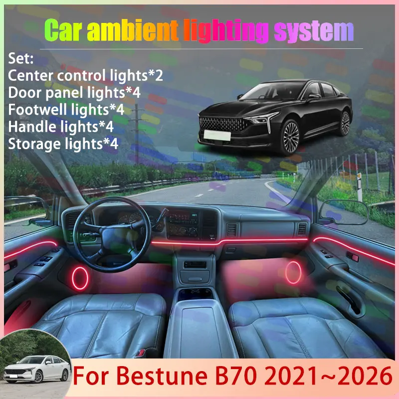 For Bestune B70 2021~2026 MK3 2022 2023 2024 2025 2/24 in 1 Car Atmosphere Light Lamp RGB Shade Ensemble Streamer Atmosphere Set