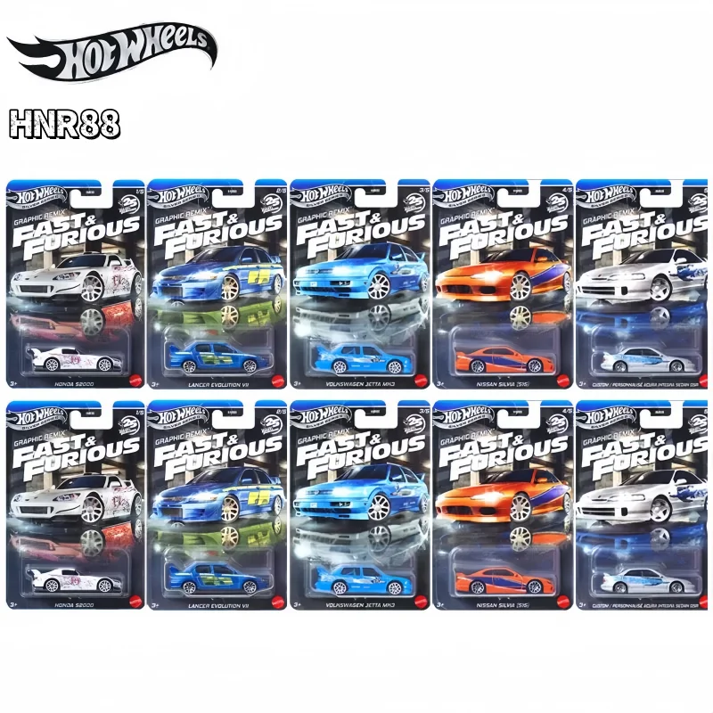 

2025 1/64 Hot Wheels Fast & Furious HNR88L Die-Cast Model HONDA S2000 LANCER EVOLUTION VII NISSANSILVIA S15 Car Model Collection