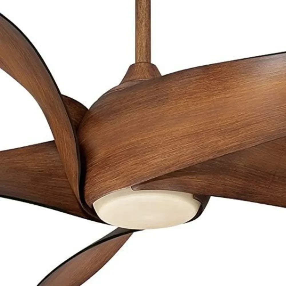 Restaurant 62 inch replica ceiling fan with LED lights and reversible DC motor, imitation old Koa finish