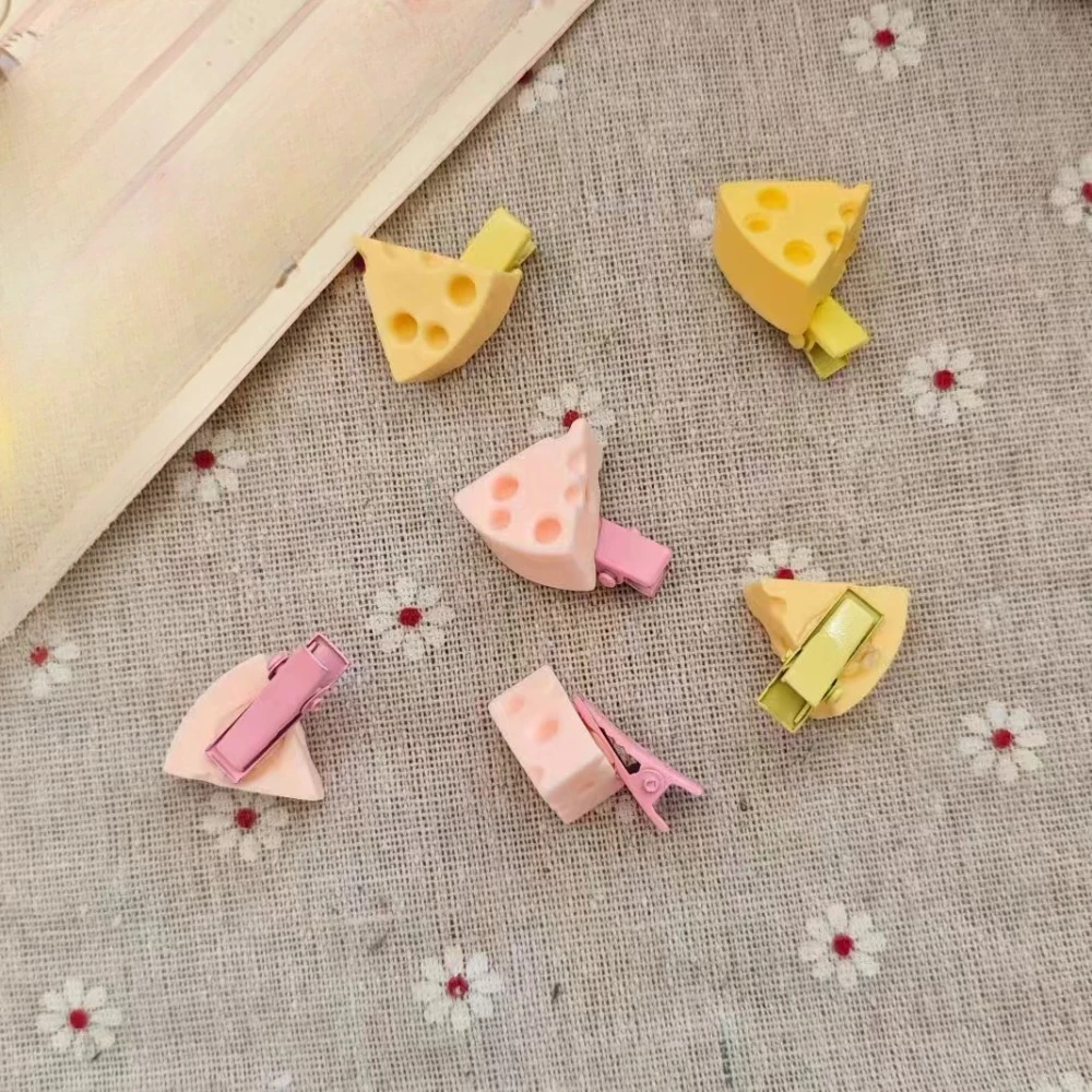 Cute cheese clip, sweet girlish heart student mini hairpin, simple and versatile hair accessories