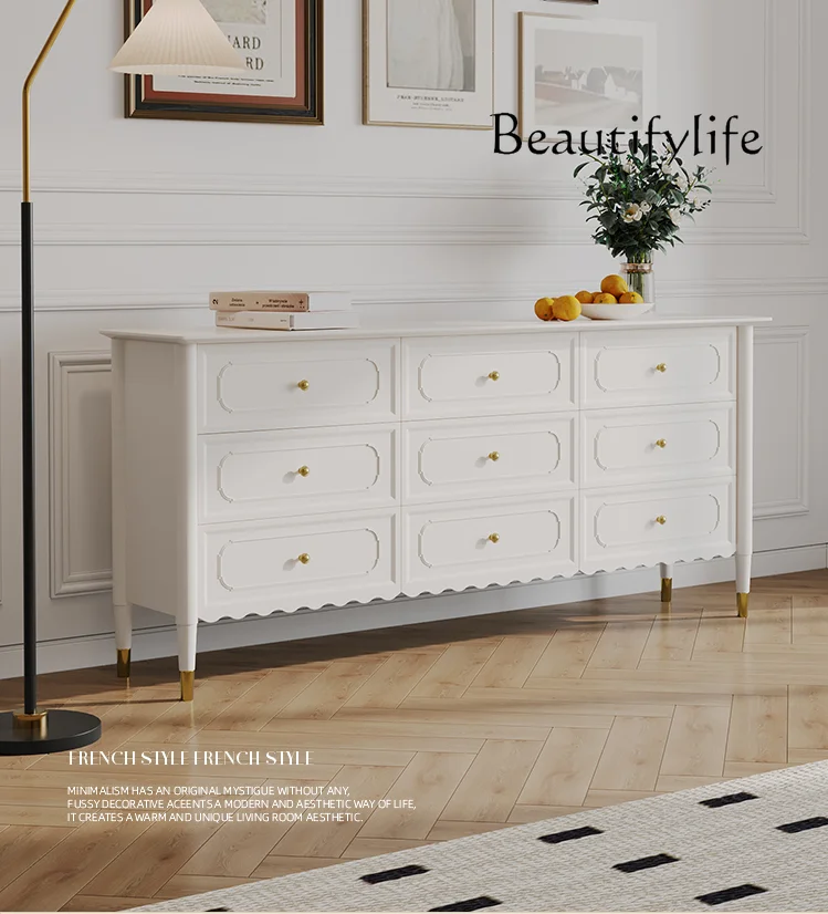 American Nine-Drawer Cabinet Living Room Cream Style Locker Bedroom Tailstock Storage Chest of Drawer