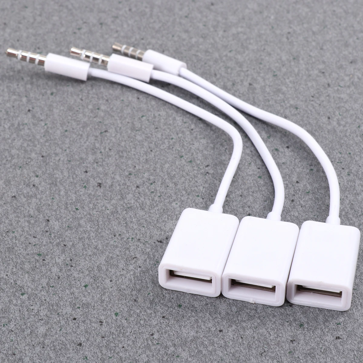 

3pcs Usb To 3.5Mm Car Audio Cable 12V Vehicle Mounted Mp3 Decoder Music Transfer Cable For Aux Cd Player White