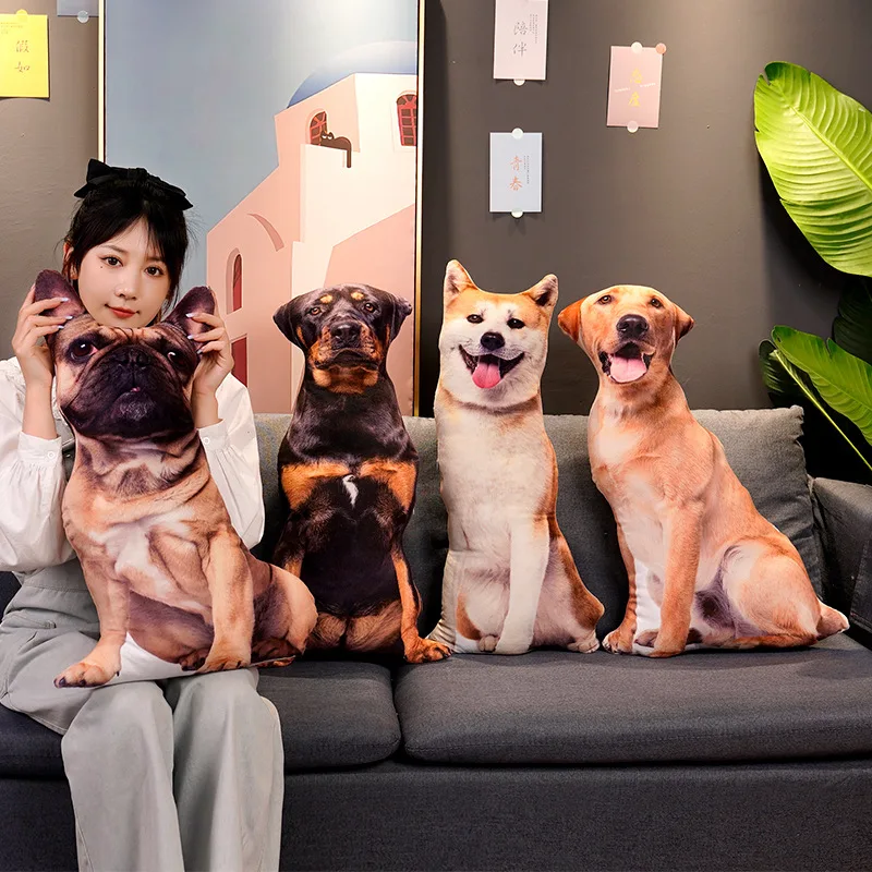 1szt 3D Symulacja Psa Pluszowa Wypchana Miękka Poduszka Realistyczna Shiba Inu Corgi Bulldog Sofa Sypialnia Poduszka Zabawki Wystrój domu