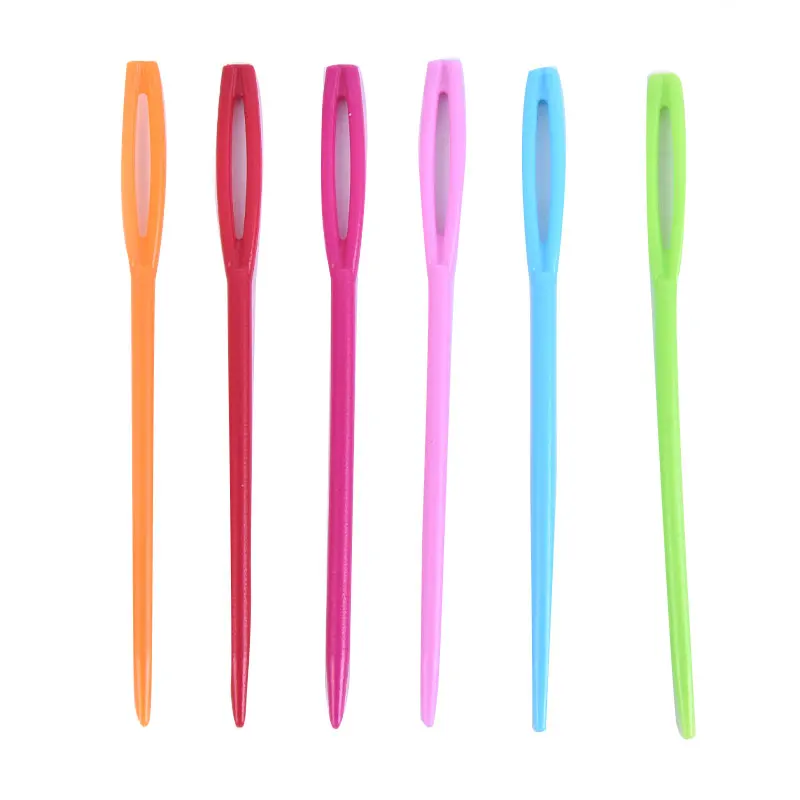 （Summer6）100 Pieces Plastic Darning Threading Weaving Sewing Needles For Kids Craft 7cm