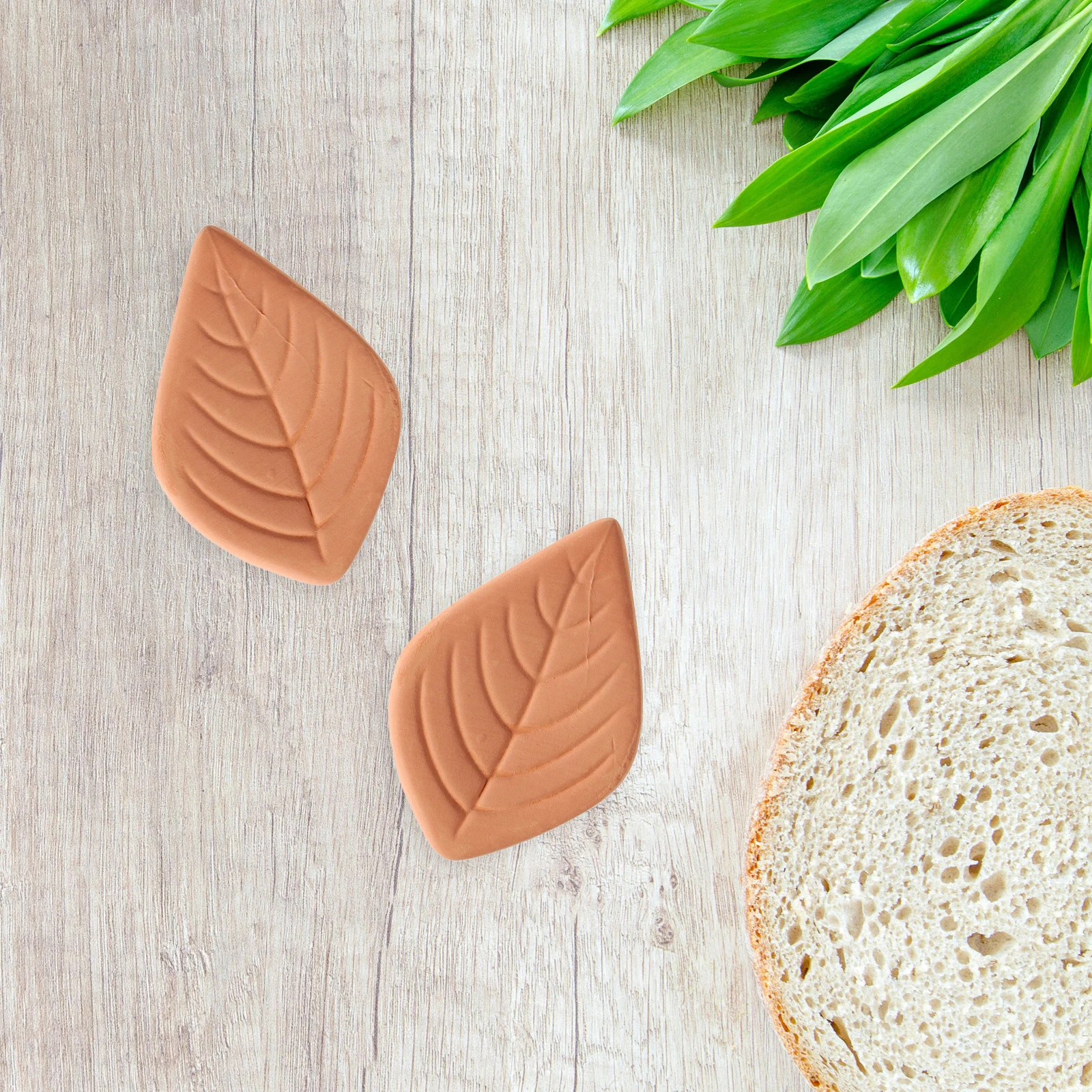 2Pcs Terracotta Sugar Softener Reusable Leaf Shaped Brown Sugar Keeper for Food Containers Compact Saver