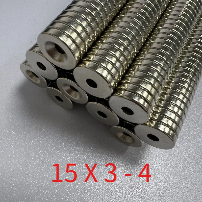 10pcs/lot Diameter 15mm × Thickness 3mm - Hole diameter 4mm countersunk hole magent 15*3-4mm magnetic steel
