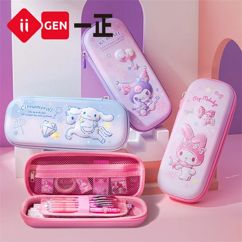 

4 pcs/lot Kuromi Melody Pencil Cases For Girls Cute Sanrio Pencil Box Cinnamoroll Pen Bag Stationery Pouch Office School Supply