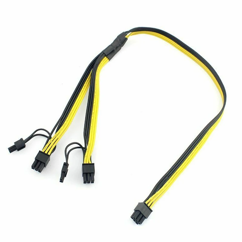 Câble d'alimentation de carte vidéo GPU pour mineur, adaptateur PCI-E PCI Express, 6 broches vers touristes, 2 ports, 8 broches, 6 + 2 broches, 16AWG + 18AWG, 5 pièces