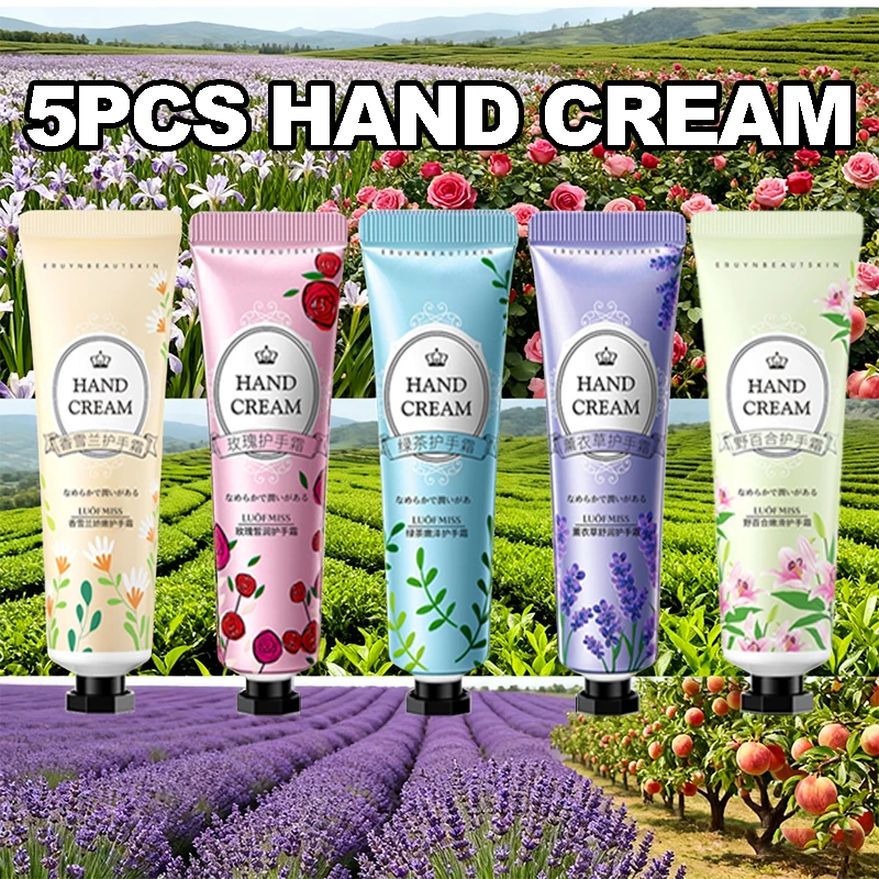 5 Stück Handcreme, 5 verschiedene Geschmacksrichtungen, spendet Feuchtigkeit und schützt die Hände, verhindert trockene und rissige Hände im Herbst und Winter