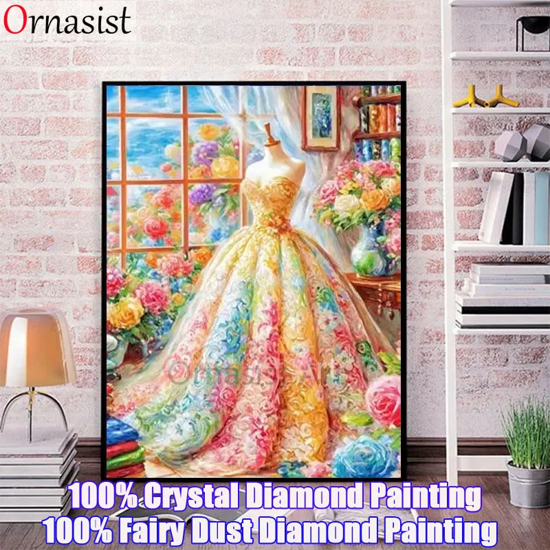 

100% Набор для вышивания алмазной мозаикой «Свадебное платье» с полной вышивкой стразами, ручная работа, кристаллы, алмазная мозаика, алмазное искусство