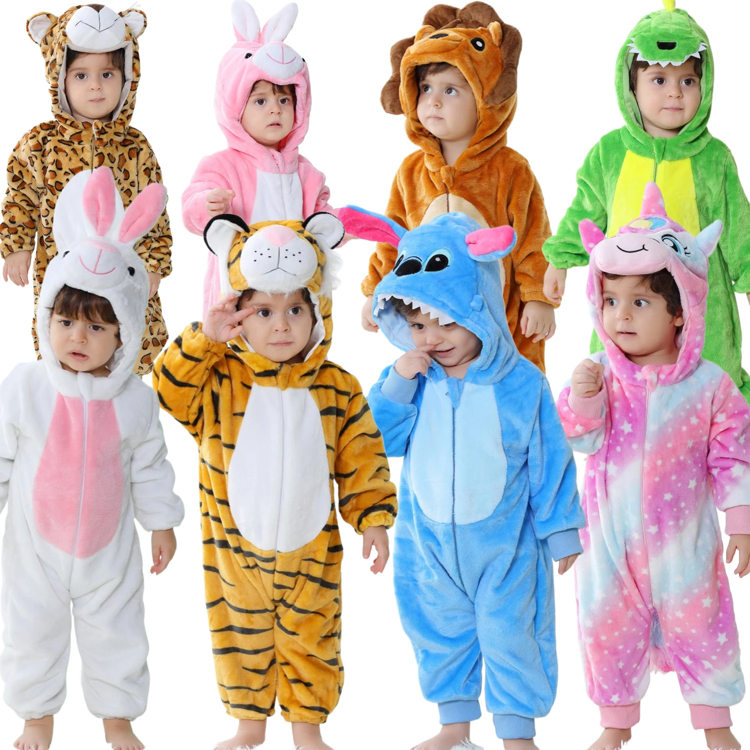 Baby Kigurumi Stitch Unicorn Rabbit Cartoon Romper Pajamas Infant Animal Onesies Girls Boys Cosplay Pyjama Costume For Christmas