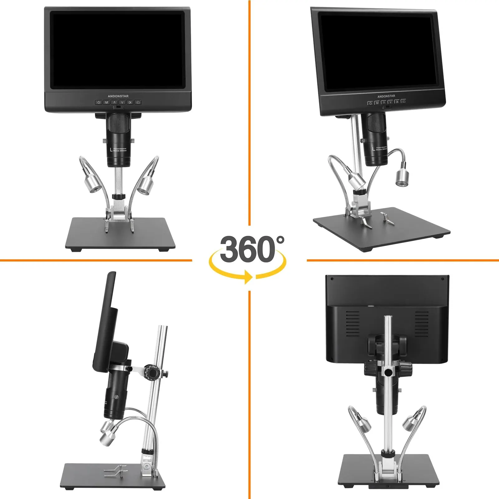 Digital Microscope AD210 AD209 12 Million Pixels IPS Digital Microscope 50-1600X Magnification Microscope for Soldering Focal