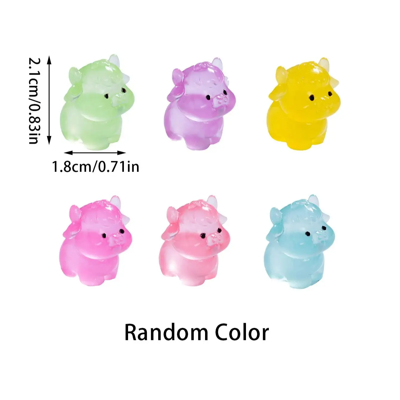 10/20PCS Luminous Cow Figurines Glow In The Dark Mini Resin Decor For Fairy Garden Christmas Party Gift Random Color