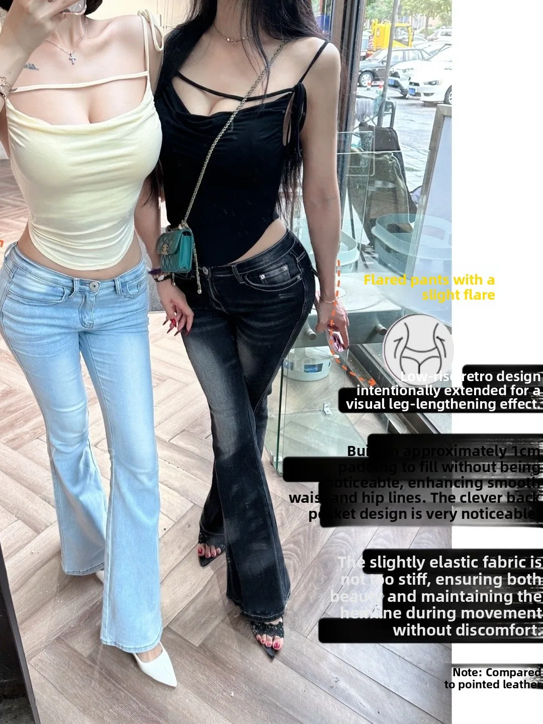 

Low-Waist Korean Sle Denim Pants Women's Bell Bot Slimming Elastic Cotton Stretchy Fall Season Sweet-and-Spicy Long Tro...