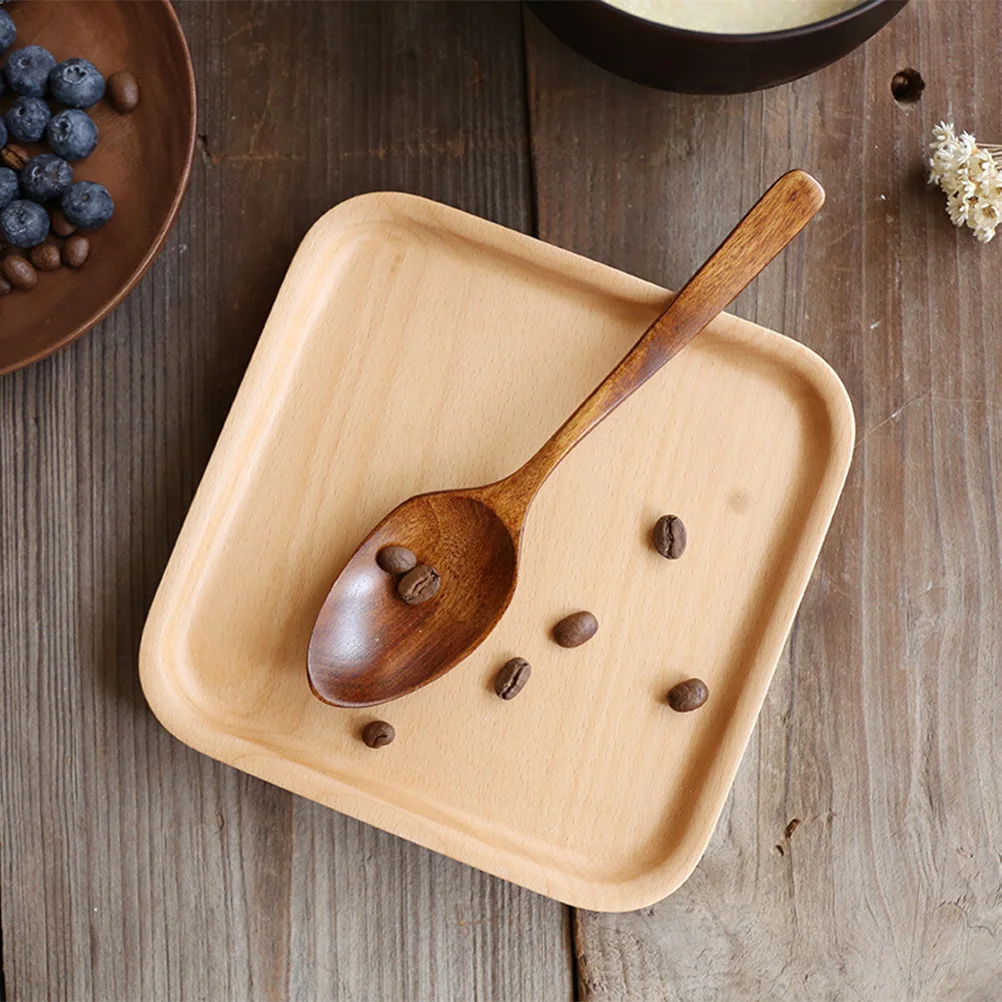 

5Pcs Natural Nanmu Solid Wooden Spoons Long Handle Smooth Polished Style for Soup Rice Ice Cream Kitchen Eating Utensils