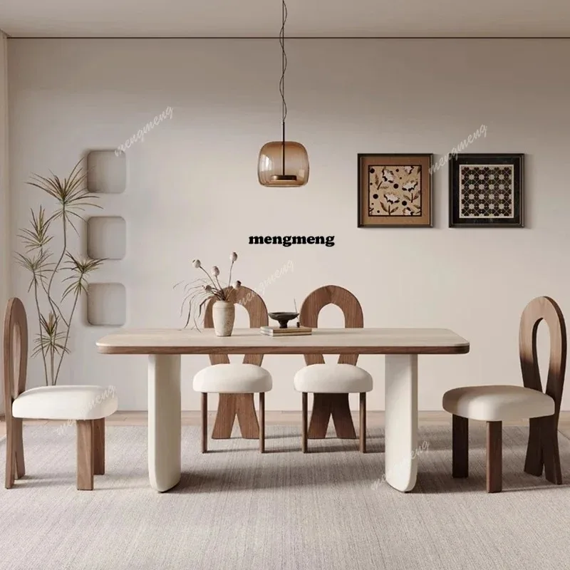 

Nordic cream style dining table modern minimalist rock slab luxury dining table designer creative living room furniture
