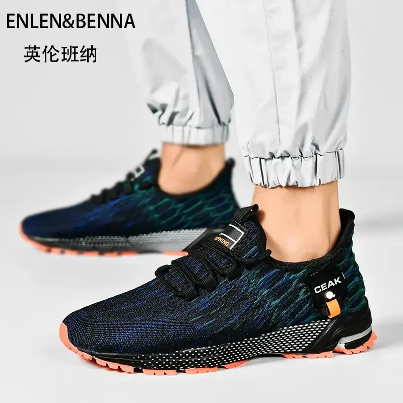 

Высококачественная нескользящая износостойкая дышащая сетка 2025 года, модная повседневная мужская обувь с летающим плетением и взрывом, уличная обувь