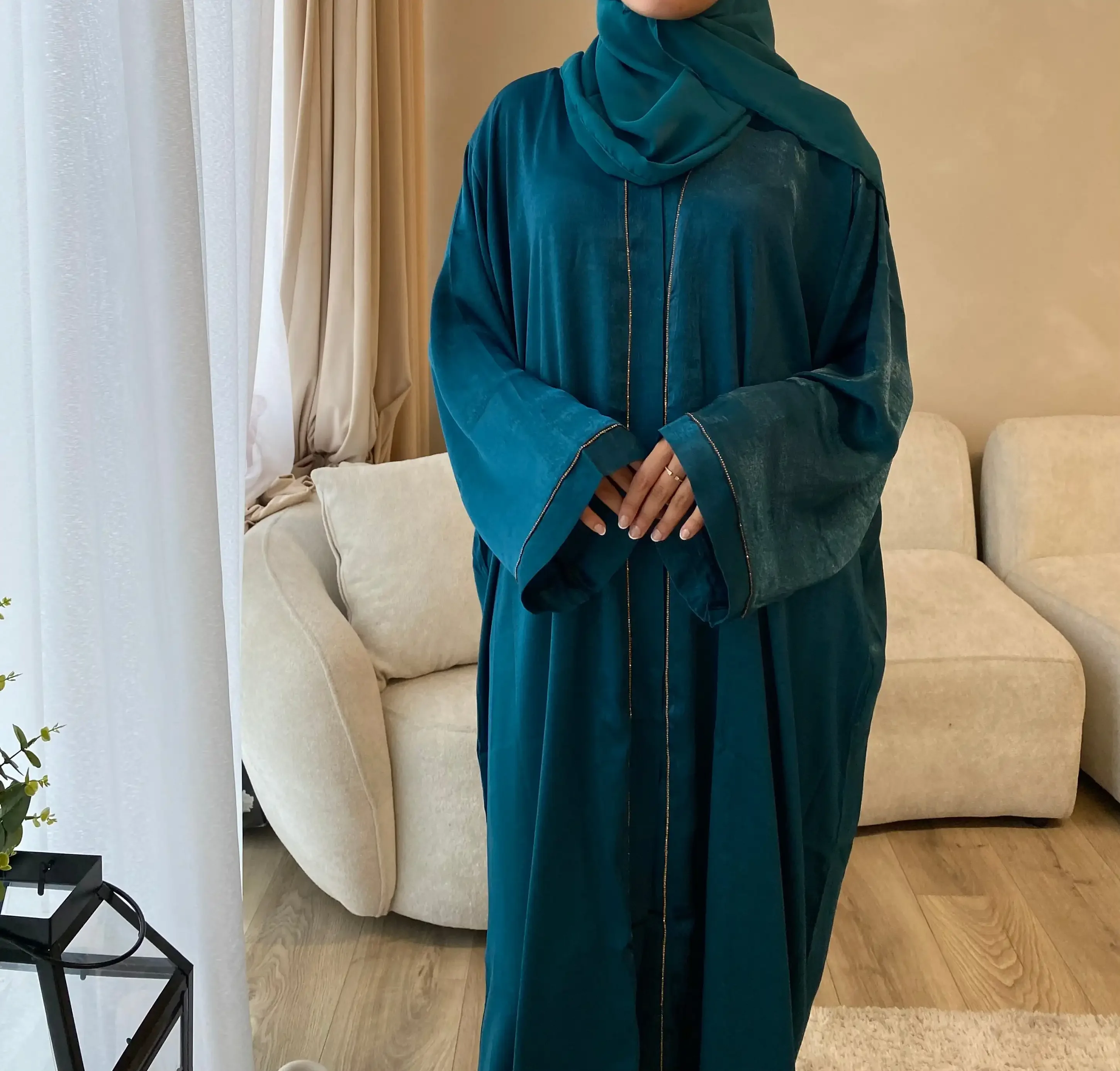 

Silky Satin Kimono Abaya Luxury Muslim Hijab Dress Open Abayas for Women Dubai Turkey Party Kaftan Ramadan Eid Islamic Clothing