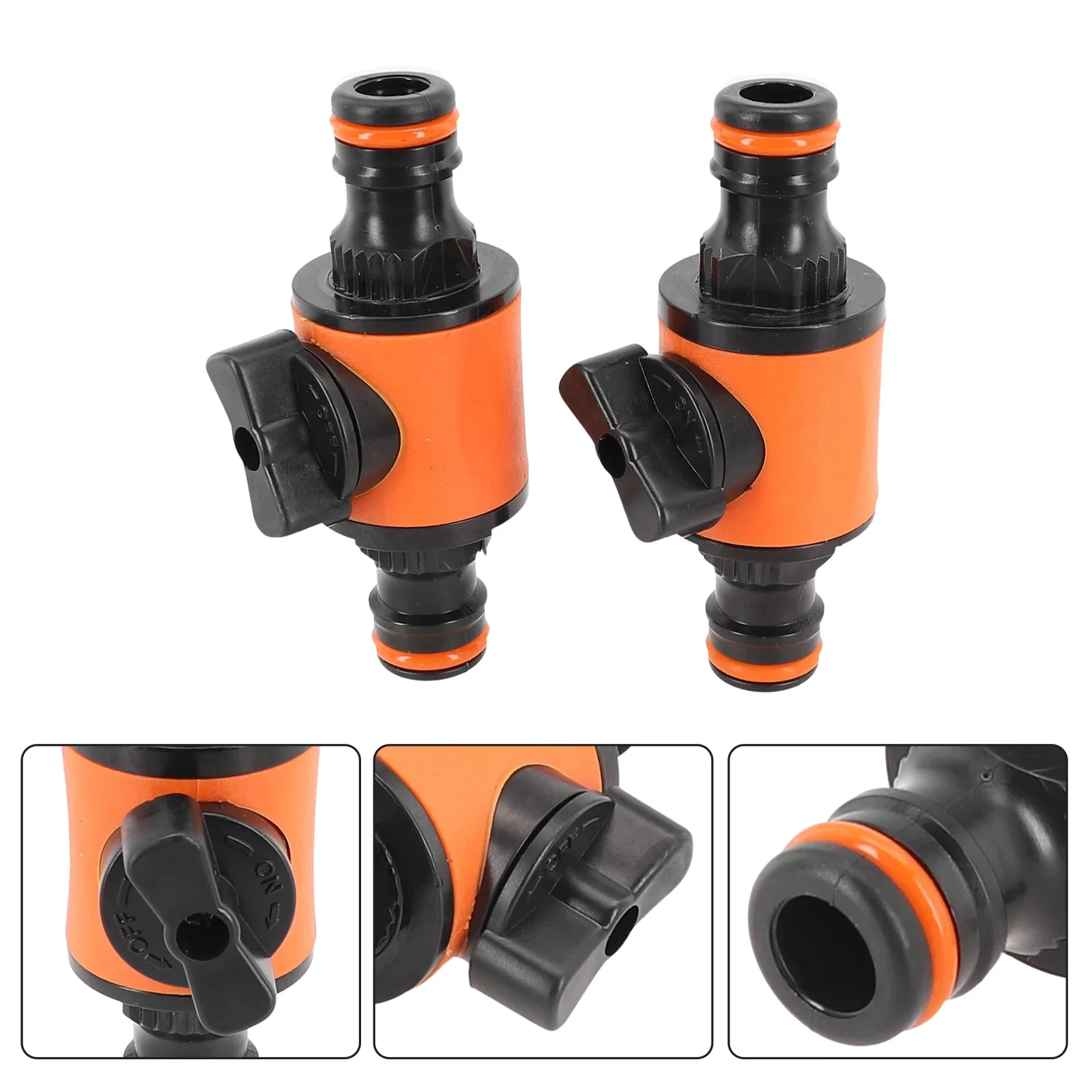 Shut Off Garden Hose Valve 2PCS 16mm Quick Coupler In-Line Faucet Tap Fitting Watering Irrigation Garden Supplies