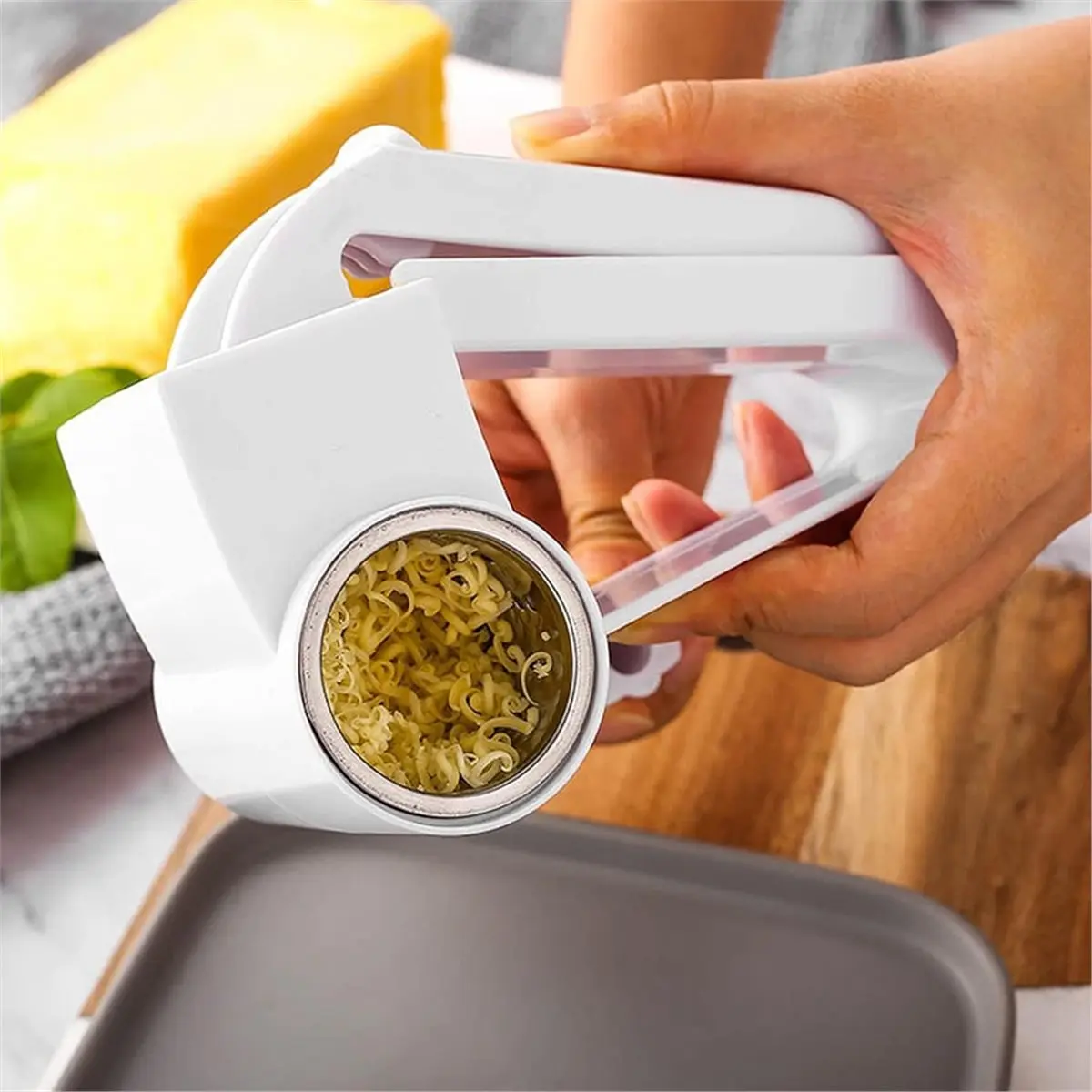 Manual Rotary Cheese Grater Handheld Stainless Steel Kitchen Shredder Suction Base for Easy Grating for Cheese Vegetable