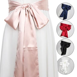 9cm Wide Women Satin Faux Silk Wide Belt Waistband Japanese Obi Lace Up Long Ribbon Waistbands Corset Belt Fabric Cummerbund