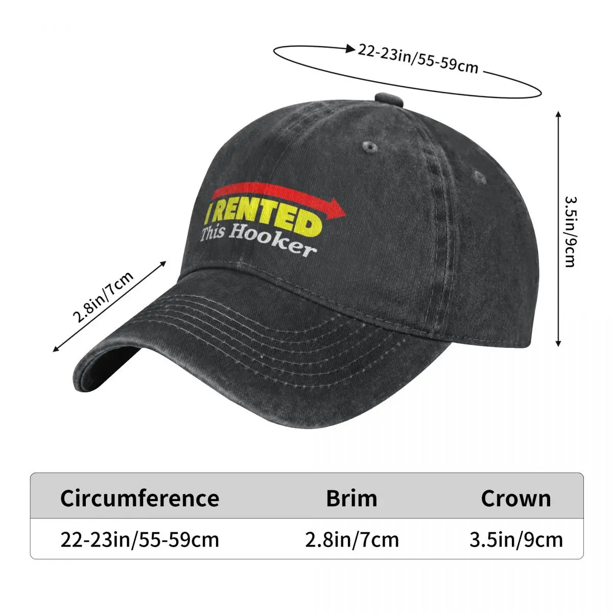 I Rented This Hooker Denim Baseball Cap Funny Sayings Tennis Skate Trucker Hat Summer Women Men Vintage Sunshade Baseball Caps