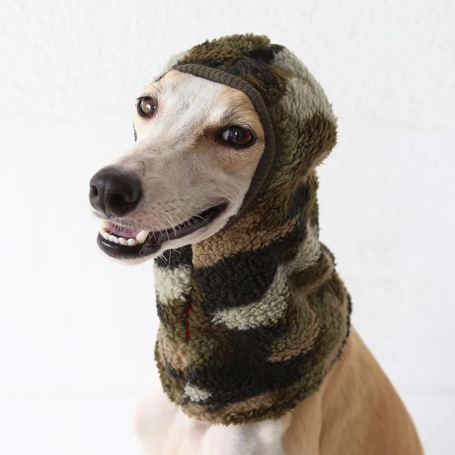 Modieuze handgemaakte Italiaanse windhond pluche anti-vriesmuts voor de winter, hondenhoofddecoratie, warme muts voor whippets, geluidsdichte hondenmuts.