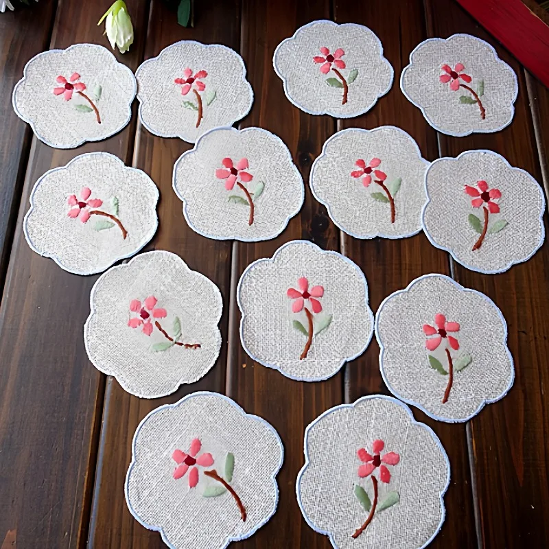 قطعتان من كوب التطريز الصوفي المصنوع يدويًا من القطن والكتان، رقعة وسادة إبداعية سميكة 10 سم