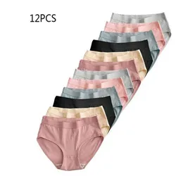 12 sous-vêtements en coton pour femmes, culottes étudiantes taille basse, mignonnes, confortables, respirantes, antibactériennes, de haute qualité