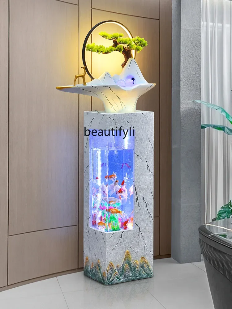 Chinese Fish Tank Loop Make a Fortune as Endless as Flowing Water Decoration Modern Living Room Office Hallway Floor Decoration